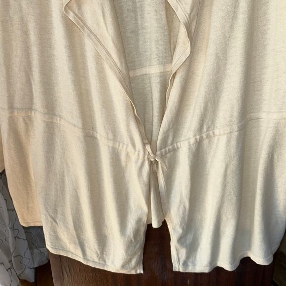 EUC Wynne Lounge Cardigan Jacket Womens Large Cream Drawstrings Layers - Picture 4 of 10